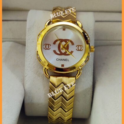 Ladies Womens Chanel Gold Plated Quartz Wist Watch 02