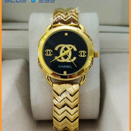 Ladies Womens Chanel Gold Plated Quartz Wist Watch 01