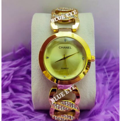 Ladies Womens Chanel Gold Plated Quartz Wist Watch 08